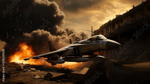 War zone, fighter plane crash