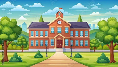 school building cartoon background