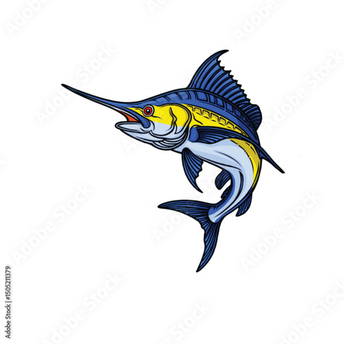 Dynamic Marlin Illustration with Vibrant Colors