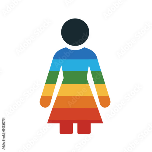 Colorful Rainbow Woman Symbol – Flat Illustration for Diversity and Inclusion