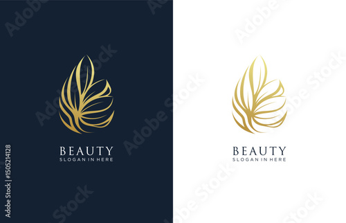 Leaf ornament element vector icon, Beautiful and abstract luxury flower logo design