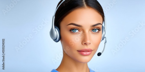 A person wearing a headset focused during a business conference call