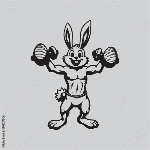 Never Skip Egg Day Easter Gym Graphic,Strong Bunny Easter Fitness T Shirt Design,Easter Workout Funny Bunny Character Art,Never Skip Egg Day Bold Typography Design,Easter Fitness Bunny Vector Illustra