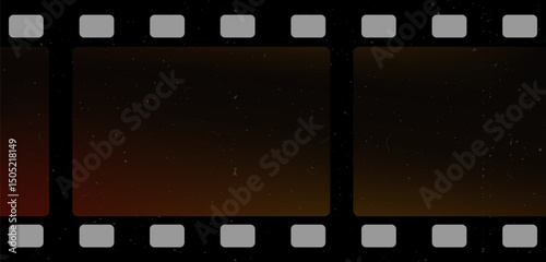 Lomo style night film frame with blur and grainy texture. Subtle glare and holographic color tones create a retro cinematic effect. Vintage photo overlay background. Vector illustration