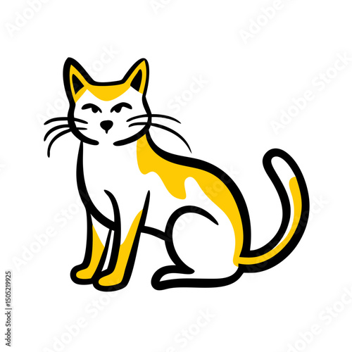 Stylized Cat Illustration – Artistic Vector of Domestic Feline