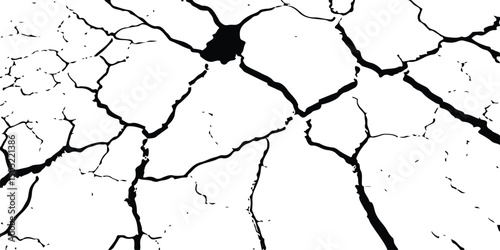 Cracked and Broken Earthquake Surface Vector Overlays with Distressed Wall, Floor, and Ground Textures in Black, White, and Grey, Representing the Aftermath of Earthquake Damage.
