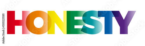 The word Honesty. Vector banner with the text colored rainbow.