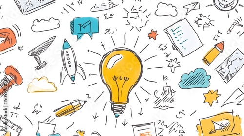 A whiteboard filled with startup ideas and business models