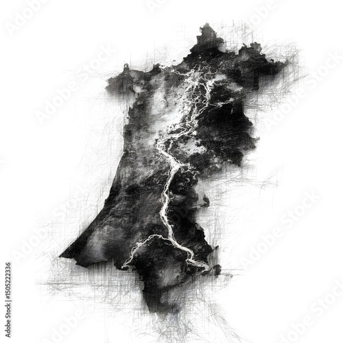 black and white paint splashes isolated with white background