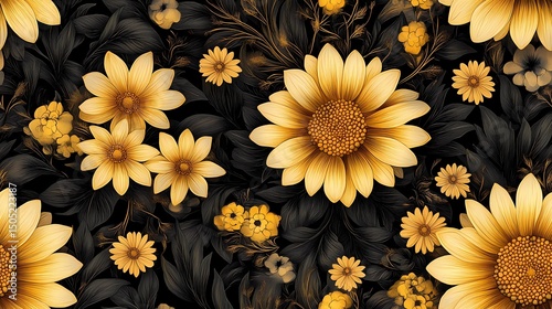 Classic Khokhloma seamless texture with floral curls and berries, perfect for folk-themed design and craft-based visuals.