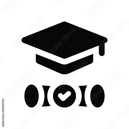 graduation glyph icon. Strong and solid vector icon for websites, mobile interfaces, presentations, and visual branding. High quality and easy to edit.