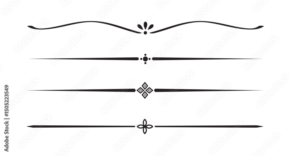 Set of Vintage decorative lines. text dividers. Line border. Lines separators, Borders, Vintage dividers, Underline elements. Vector illustration