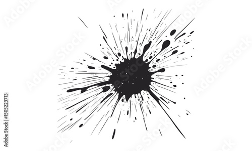 black splash on white background. Grunge ink blots and drops. High-quality manually traced vector illustration.
