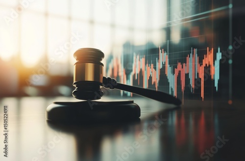 Legal Authority and Financial Insight Combined in One Image with Gavel and Stock Charts
