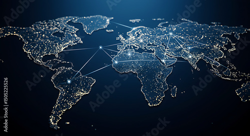 Illuminated Global Network Depicting Worldwide Connections and Digital Communication
