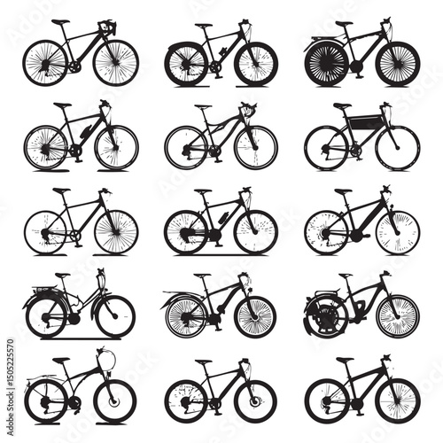 bike silhouette set, Black & White silhouette set