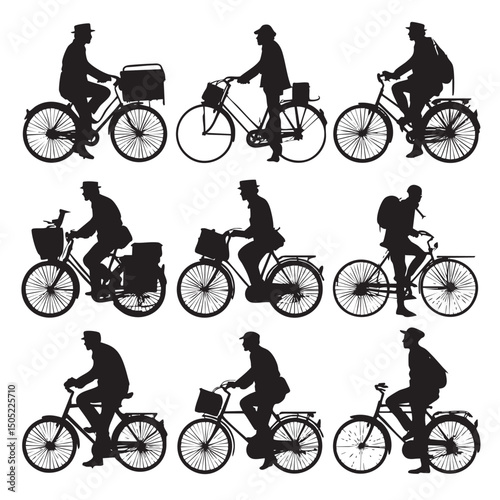 bike silhouette set, Black & White silhouette set