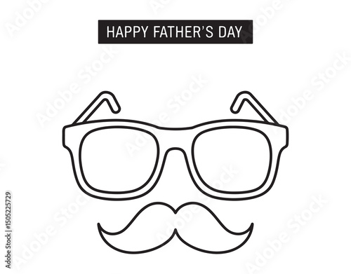 spectacles and the icon of dad's mustache, a symbol for Father's Day. Editable stroke. simple graphic. Design template vector


