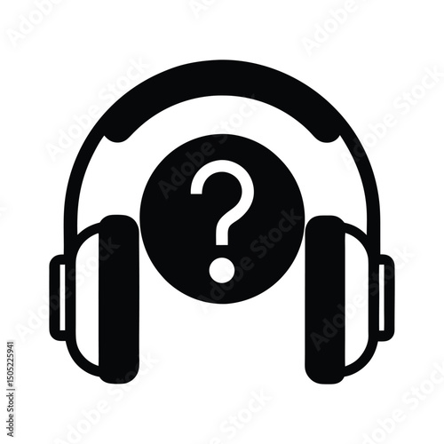 Curious Listener with Headphones and Question Marks