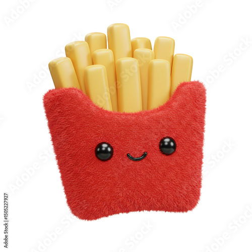 Kawaii French Fries: Fluffy and Fun 3D Render