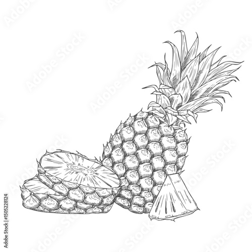 Hand drawn Pineapple Sketch Illustration in vector