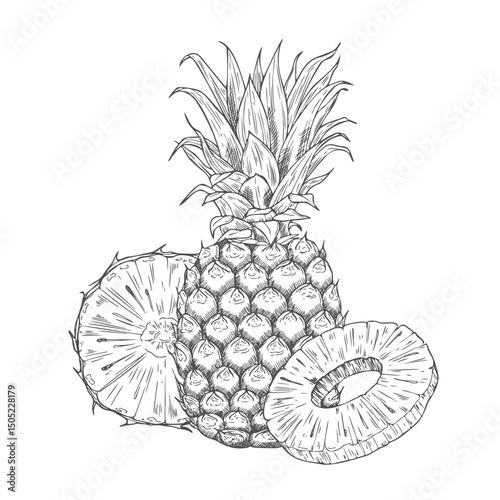 Hand drawn Pineapple Sketch Illustration in vector