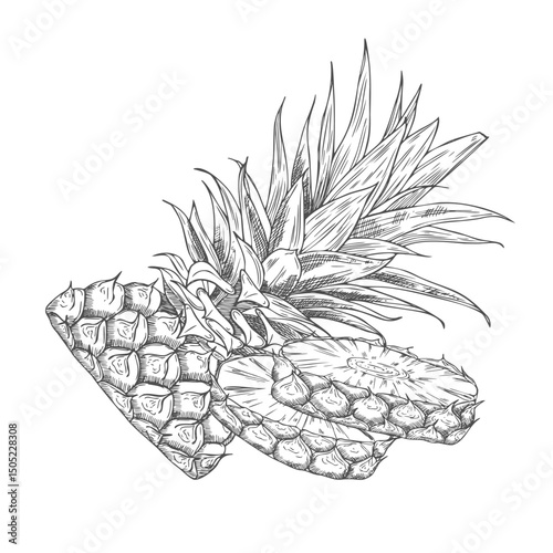 Hand drawn Pineapple Sketch Illustration in vector