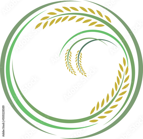 Circle Sheaf of paddy logo design vector. Vector background design