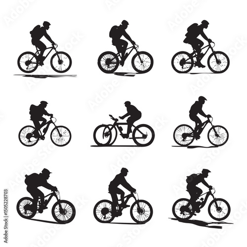 biking silhouette set, Black & White silhouette set 