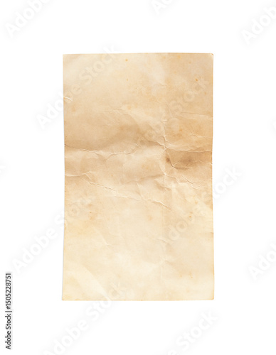 Old paper sheet background. Grunge vintage paper texture isolated on white background with clipping path. Close up image.