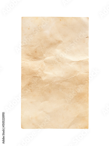 Old paper sheet background. Grunge vintage paper texture isolated on white background with clipping path. Close up image.
