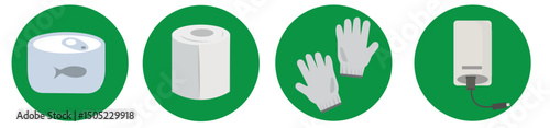 Emergency Kit Vector Set  Earthquake Preparedness Items amd Survival Essentials