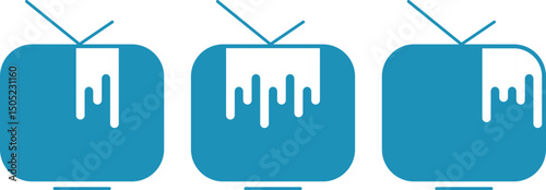 tv with antenna, simple tv icons with smudges