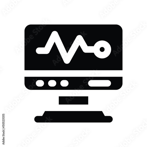 electrocardiogram glyph icon. Strong and solid vector icon for websites, mobile interfaces, presentations, and visual branding. High quality and easy to edit.