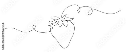 continuous one line art of strawberry fruit image. this icon is for a banner of a fruit plantation or shop
