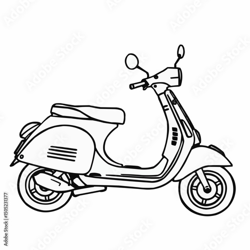 Scooter in black and white.