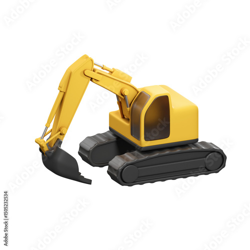yellow excavator 3d illustration
