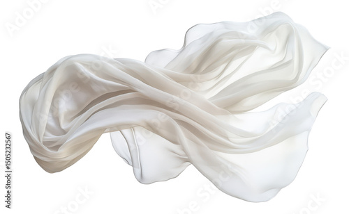 White chiffon fabric flowing with soft fluid movement