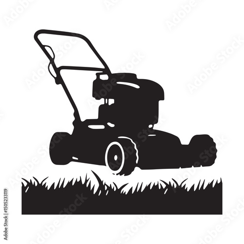 Lawn mower Silhouette White background.