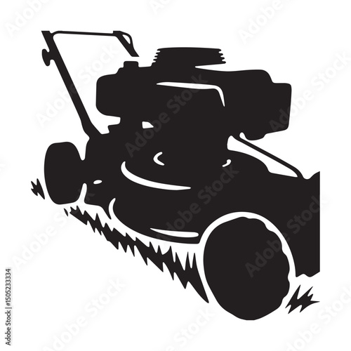 Lawn mower Silhouette White background.