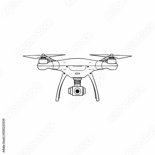 Drawing of a quadrocopter drone. 