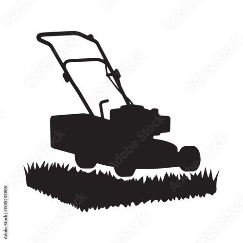 Lawn mower Silhouette White background.