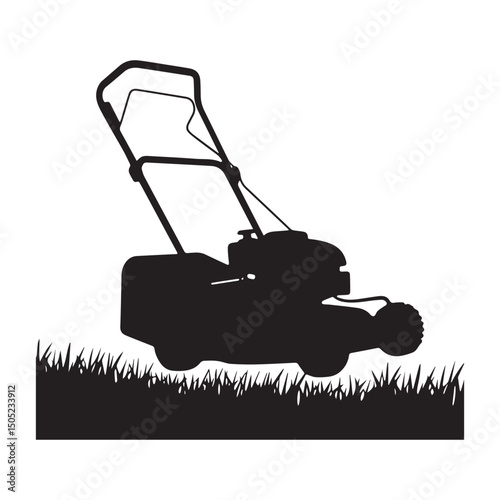 Lawn mower Silhouette White background.