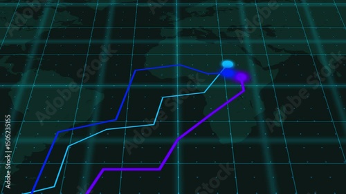 Arrow growth business chart on background, Hi tech style success charts with grid