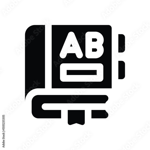 text book glyph icon. Strong and solid vector icon for websites, mobile interfaces, presentations, and visual branding. High quality and easy to edit.