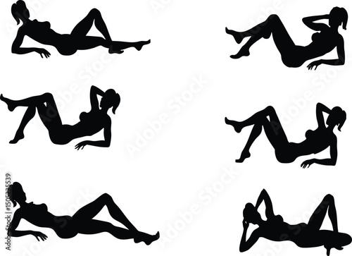 Silhouette Collection of Women Lying Down in Relaxed and Sensual Poses