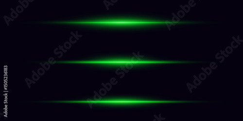Green horizontal light flashes on dark background with glowing neon effect and futuristic lines.