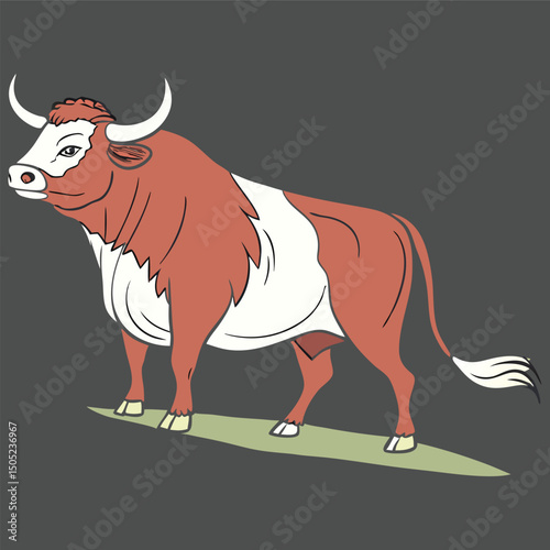 vector illustration of cartoon bull