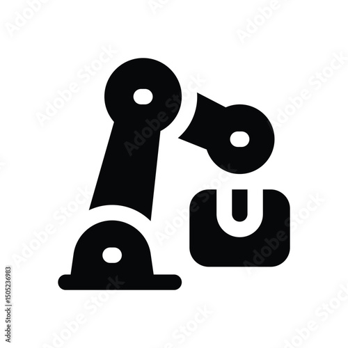 robotic arm glyph icon. Strong and solid vector icon for websites, mobile interfaces, presentations, and visual branding. High quality and easy to edit.