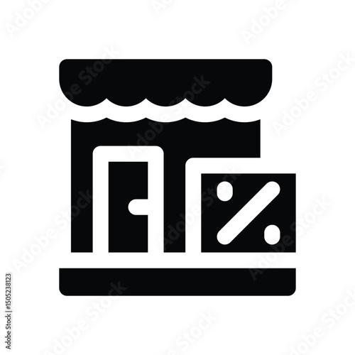 shop discount glyph icon. Strong and solid vector icon for websites, mobile interfaces, presentations, and visual branding. High quality and easy to edit.